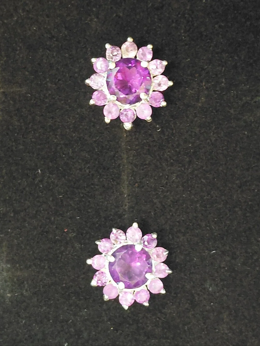 Dainty Amethyst Flower Silver Stud Earrings